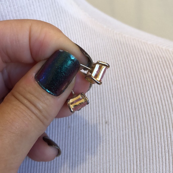 - Pink CZ Earrings ( posts) - Picture 3 of 7